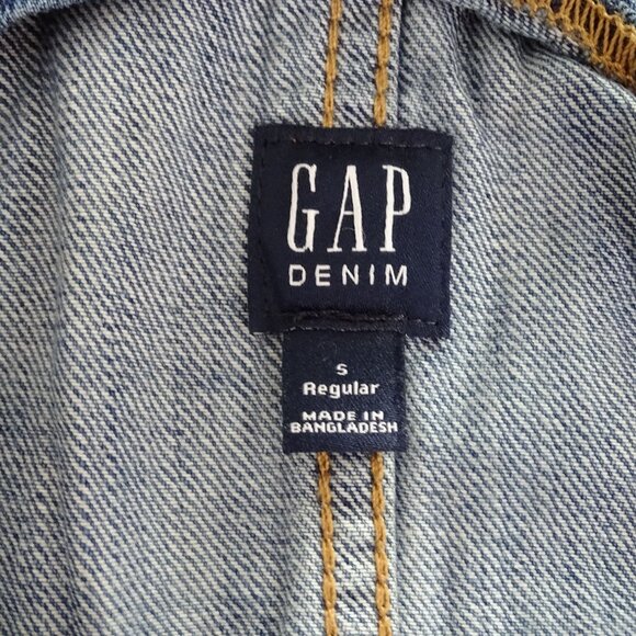 GAP Kids Distressed Denim Bib Overall Shortall Shorts Girls Size S Rolled Cuffs - Picture 5 of 7